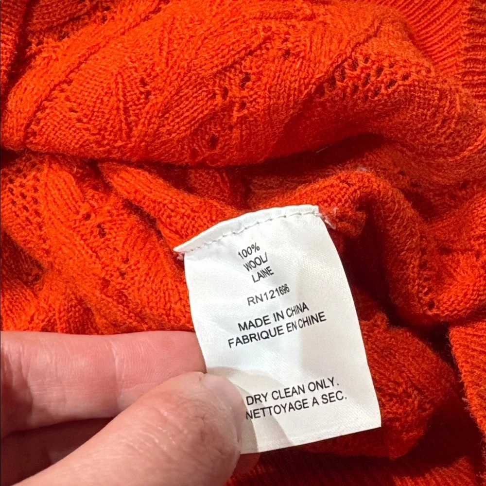 J.Crew x Demylee Pointelle Orange Crewneck Wool Sweater